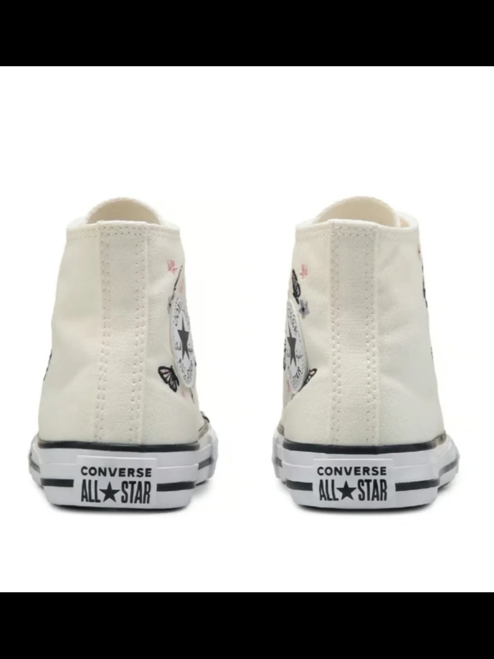 Converse Kids Cream High-Top Sneakers with Butterfly Embroidery